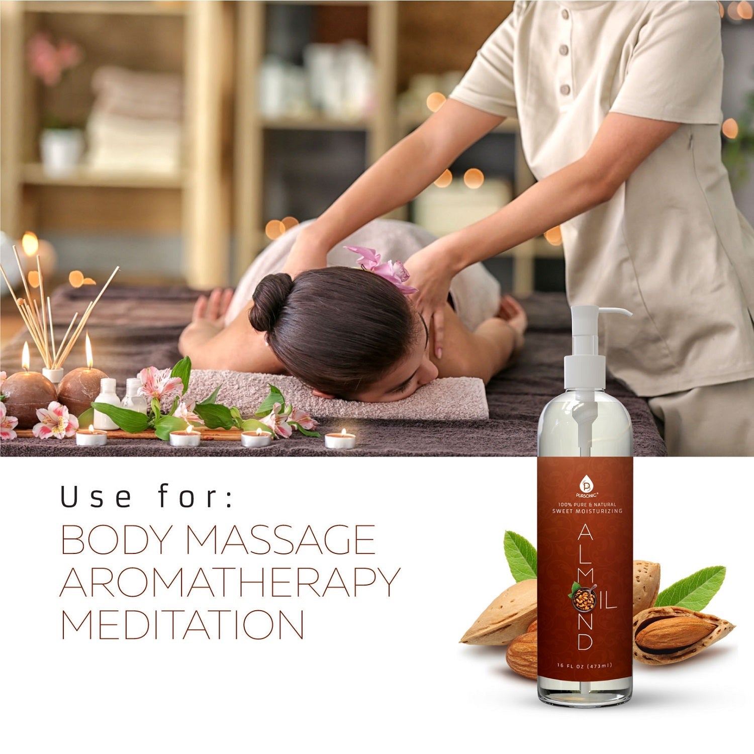 Pursonic Sweet Almond Oil 16 Oz.